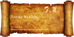 Tordy Miklós névjegykártya